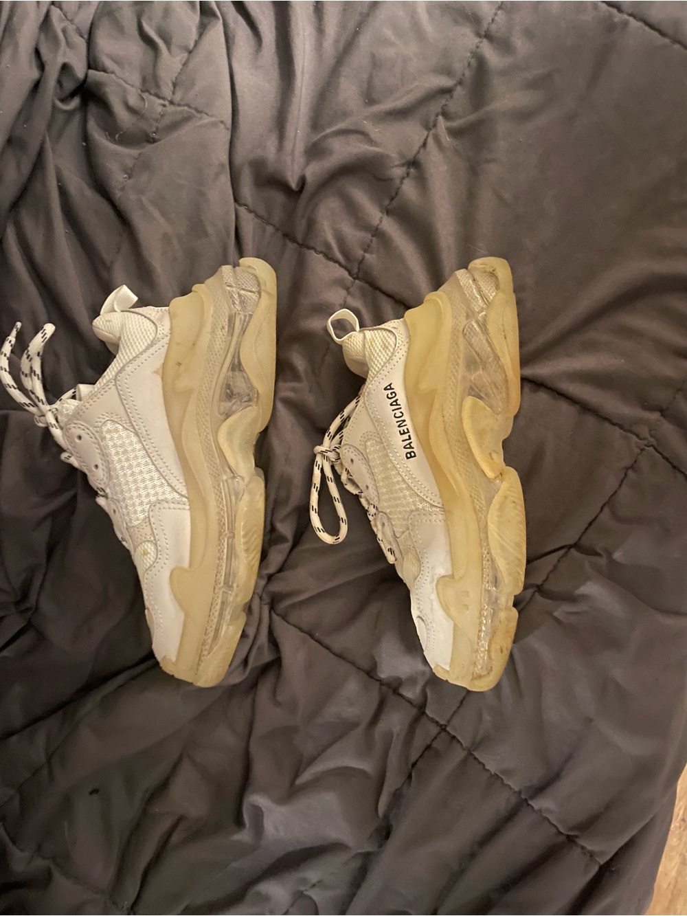 Balenciaga White Sneakers with Yellowed/Tan Soles